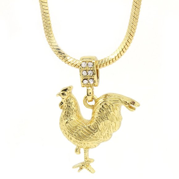 Gold Rooster 24" Snake Chain + Pendant